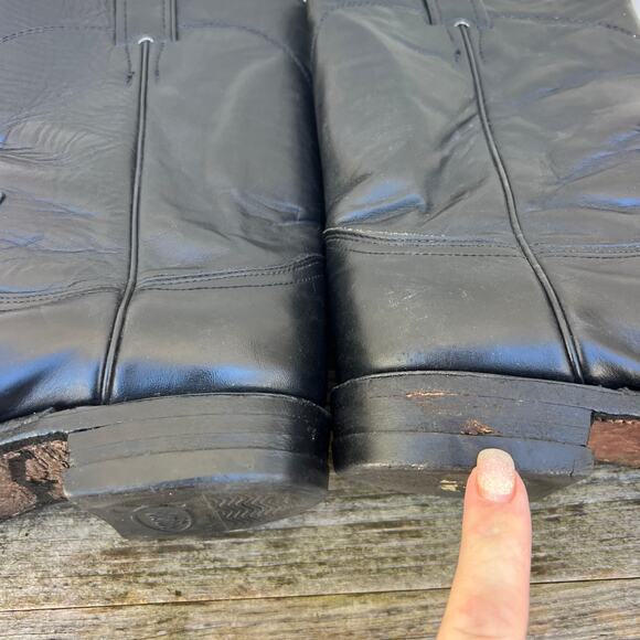 Vintage Justin Boots Black Roper Pull On Round Toe Cowboy Western 3133 8 1/2 D - Picture 7 of 9